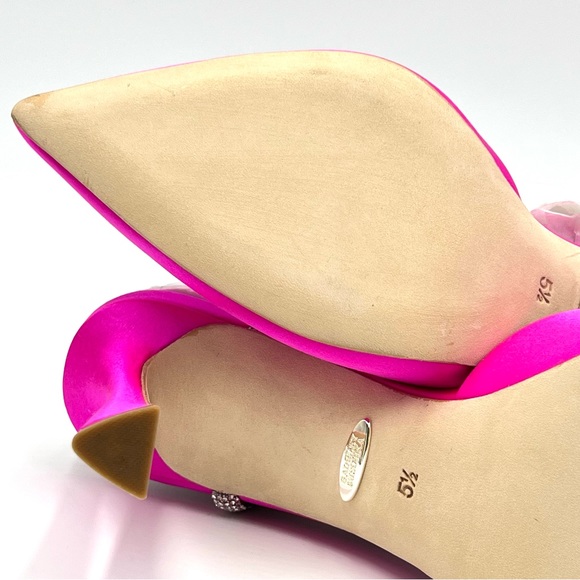 Badgley Mischka Size 5.5 Kamilah Hot Pink Jeweled Point Toe Heels Pumps Shoes - Picture 12 of 14